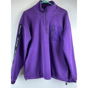 Purple Peloton Sz M Blk Sleeve Logo Trim Frnt Zip & Side Pockets LS Sweatshirt
